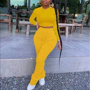 Two piece stacked pants set